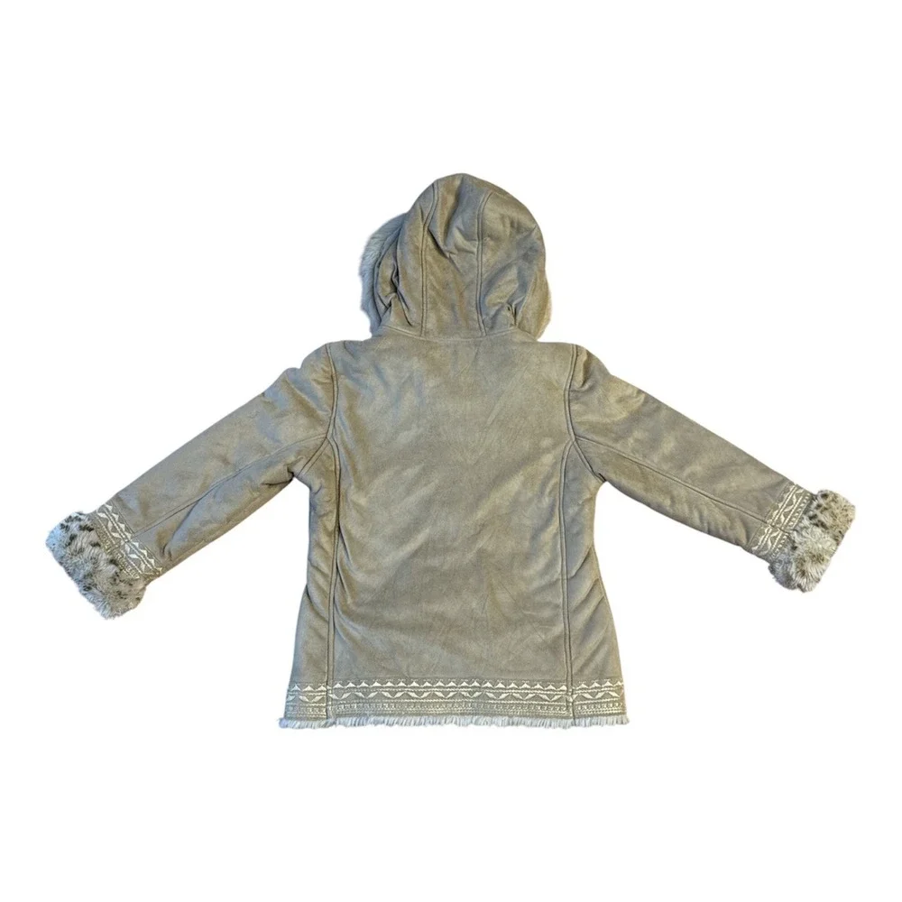 Arizona Faux Shearling Suede Hooded Jacket Girls Size 7/8